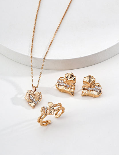 Gold Heart Jewelry Set