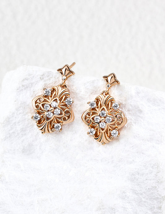 Vintage Floral Gold Earrings