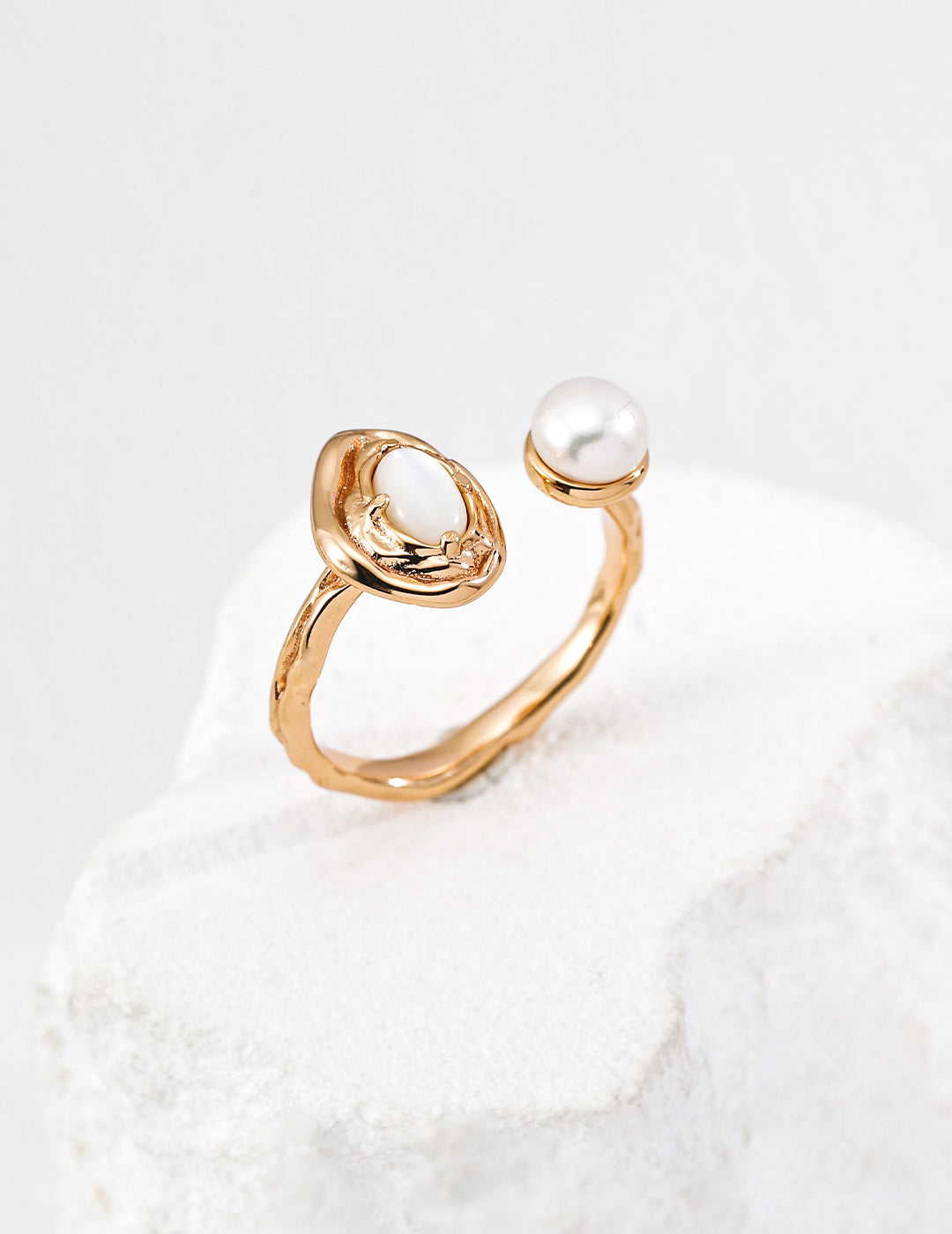 Lava Turquoise Pearl Open Ring