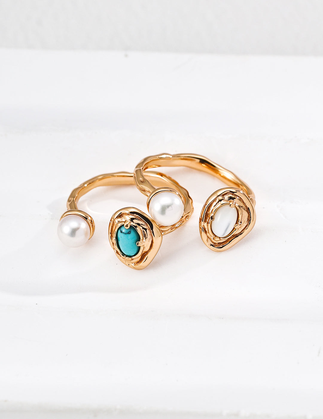 Lava Turquoise Pearl Open Ring