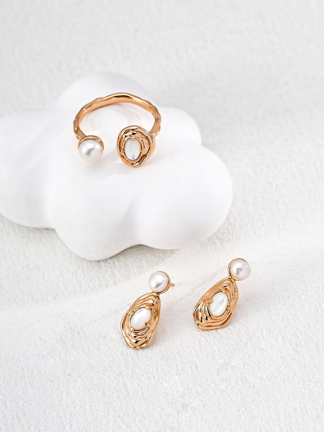 Lava Turquoise Pearl Open Ring