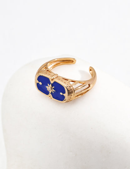Vintage Lapis Lazuli Open Ring & Earring Set