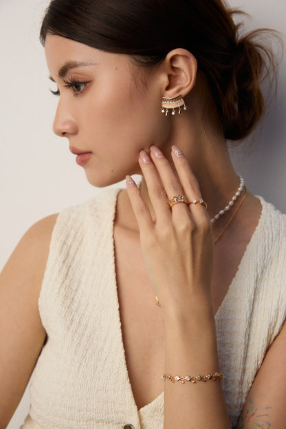 Vintage Zircon Open Band Ring Set