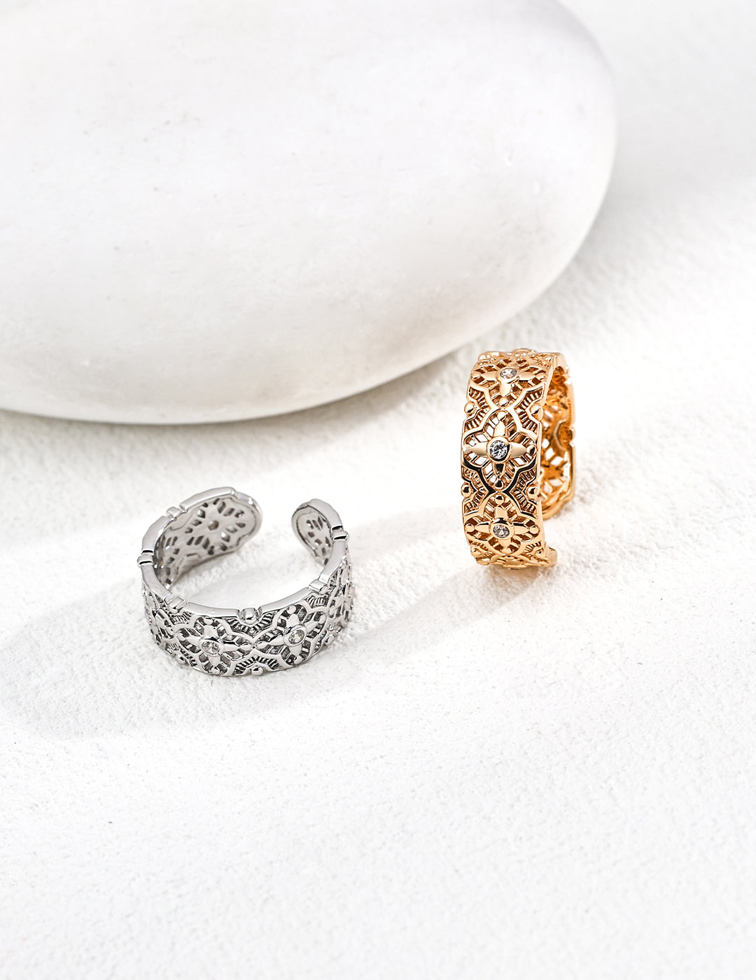 Vintage Zircon Open Band Ring Set