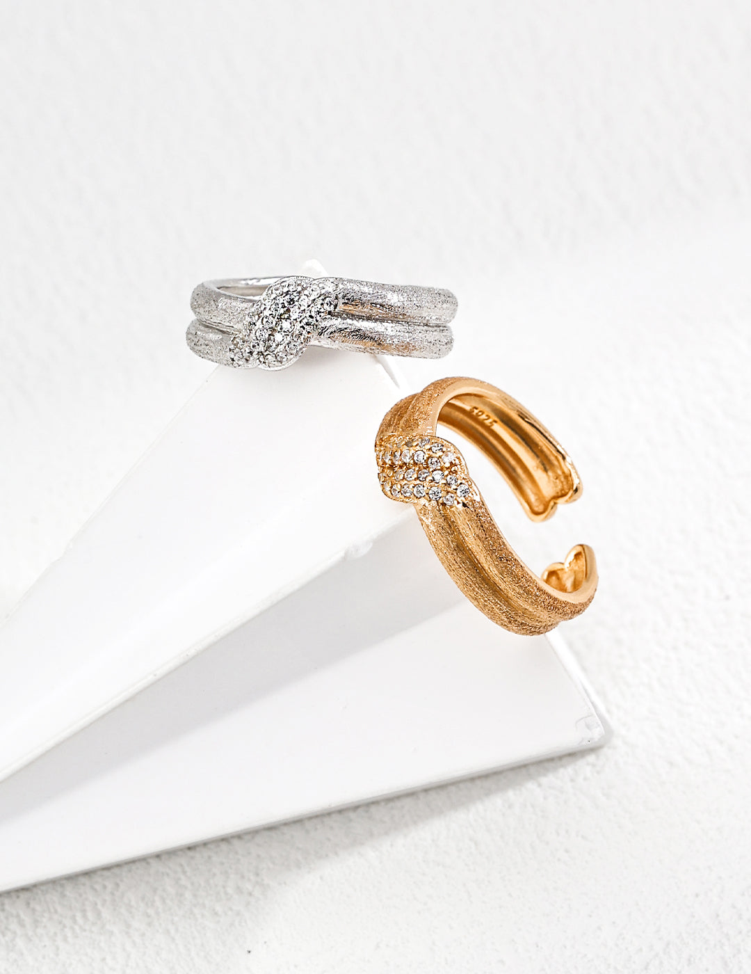 Vintage Brushed Zircon Open Ring