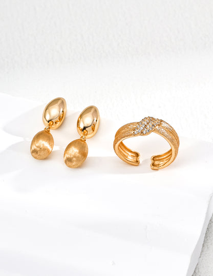 Vintage Brushed Zircon Open Ring