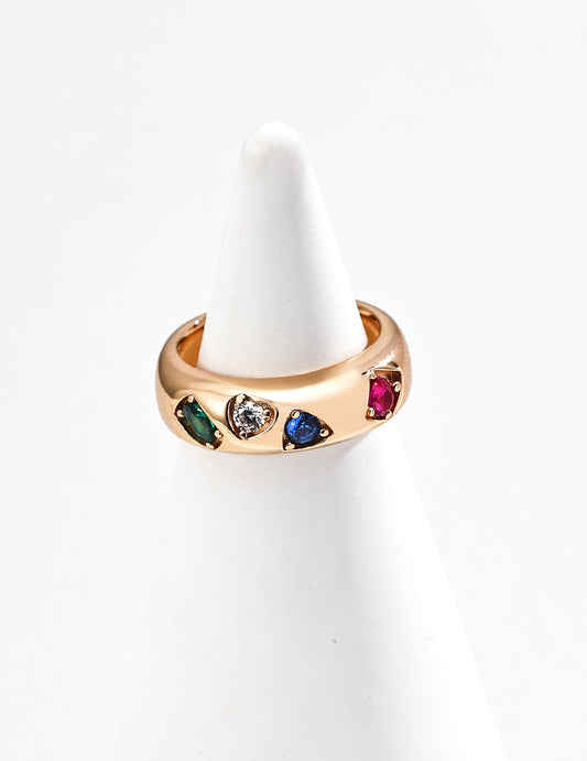 Vintage Multicolor CZ Open Band Ring