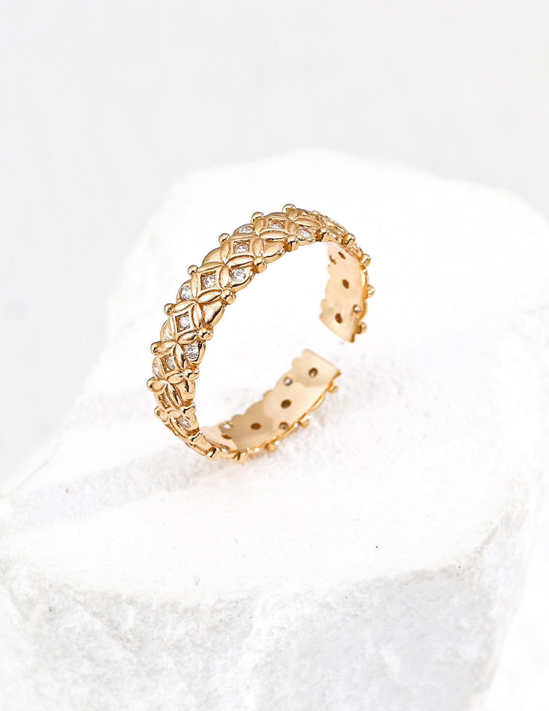 Vintage Lattice CZ Open Band Ring