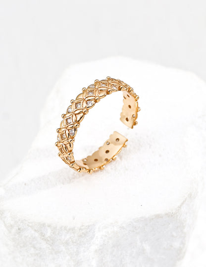 Vintage Lattice CZ Open Band Ring