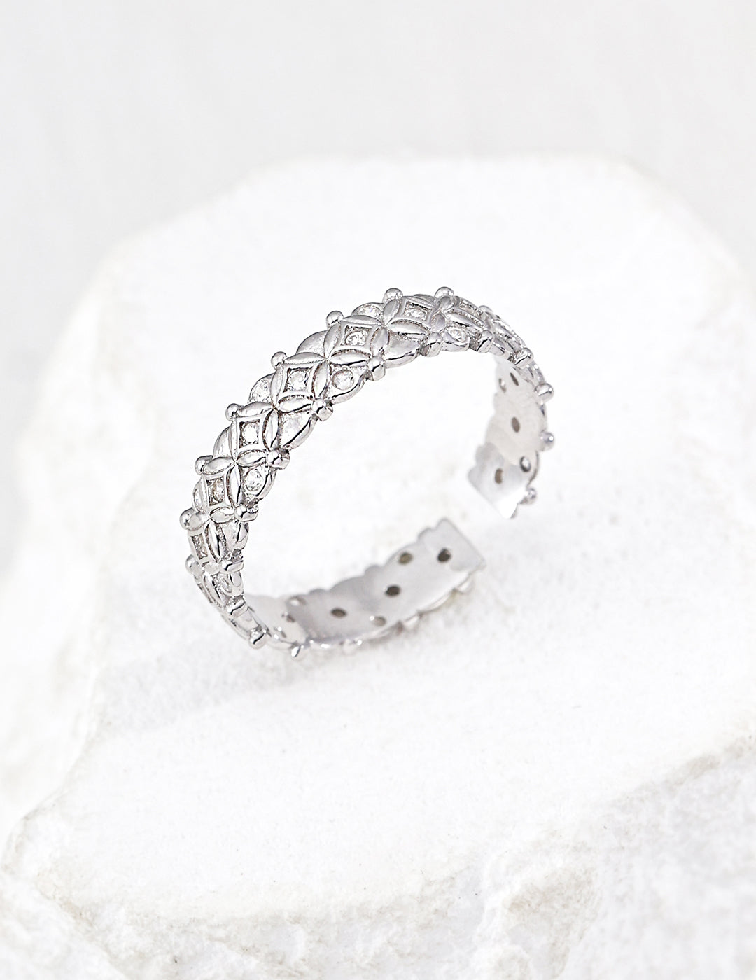 Vintage Lattice CZ Open Band Ring