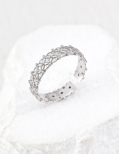 Vintage Lattice CZ Open Band Ring