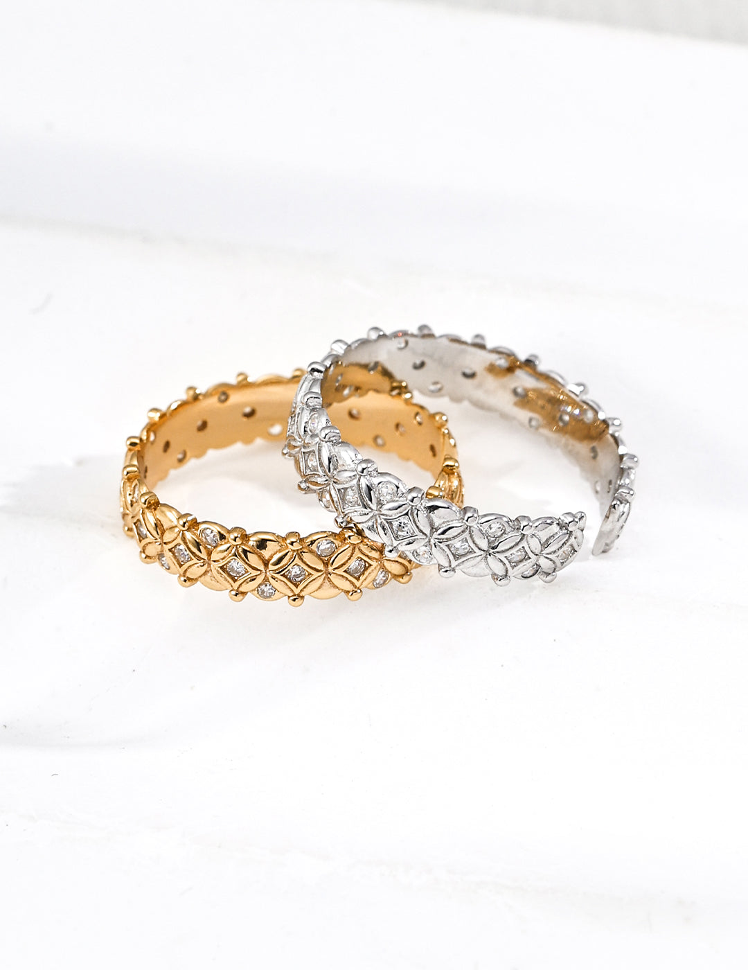 Vintage Lattice CZ Open Band Ring