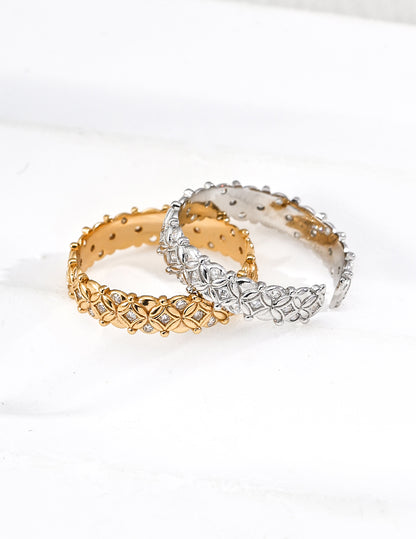 Vintage Lattice CZ Open Band Ring