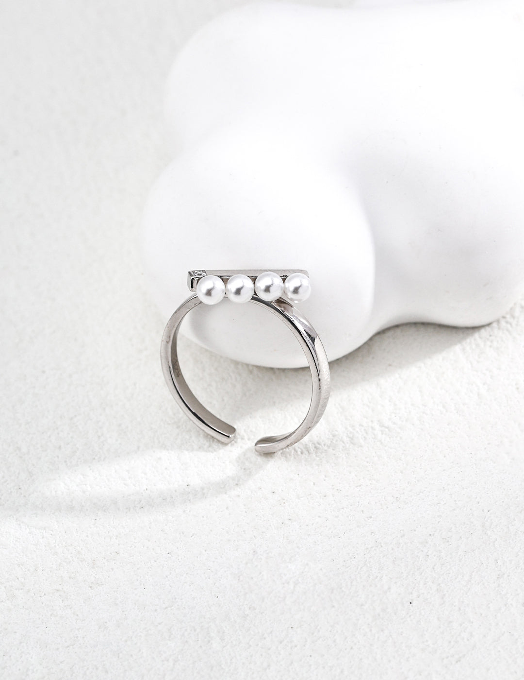 Faux Pearl Crossover Open Ring