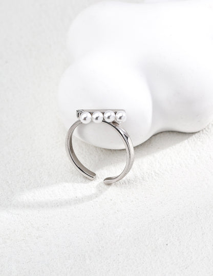 Faux Pearl Crossover Open Ring