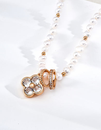 Lucky Clover Pearl Necklace
