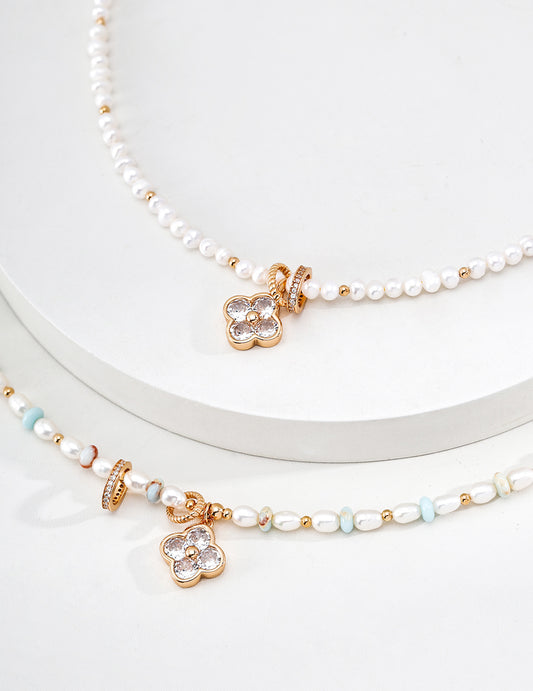 Lucky Clover Pearl Necklace