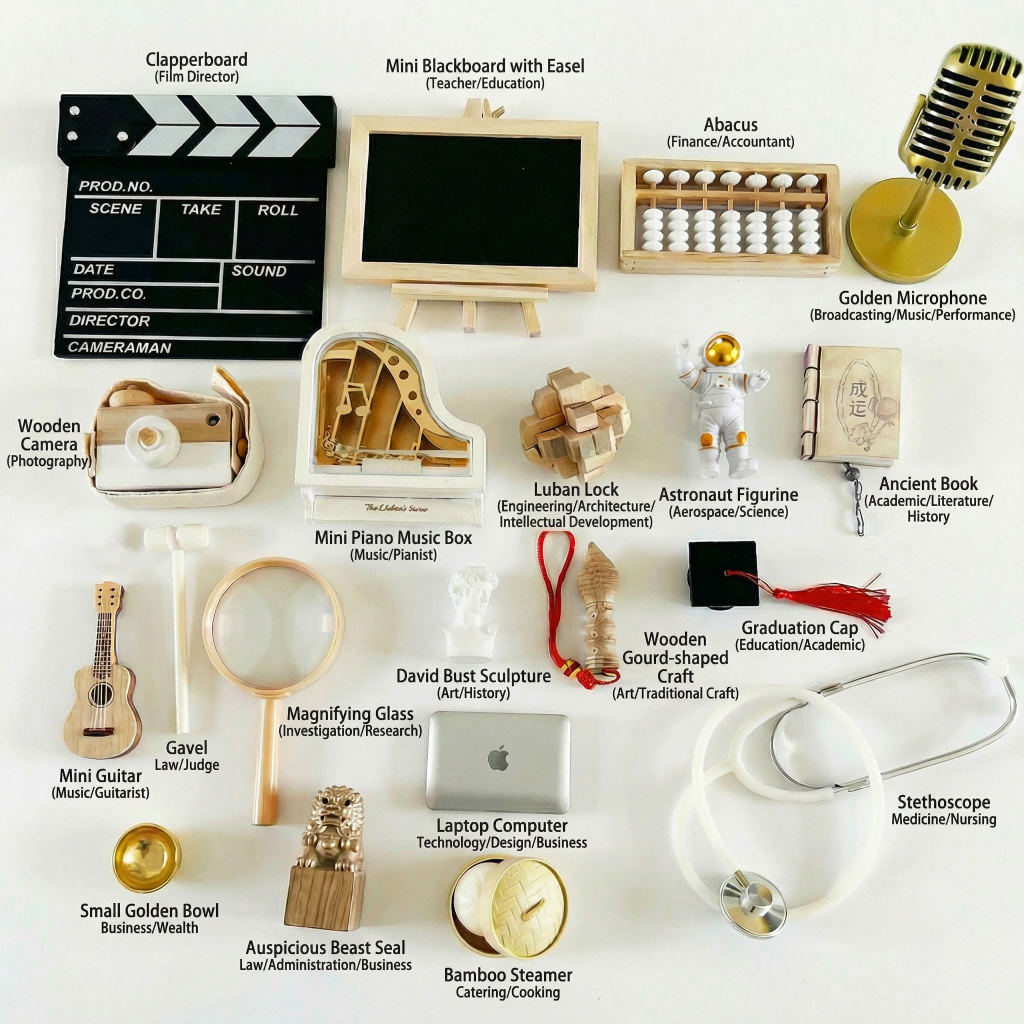 Eastern Ritual Zhuazhou Set | 22-Piece First Birthday Fortune-Telling Kit