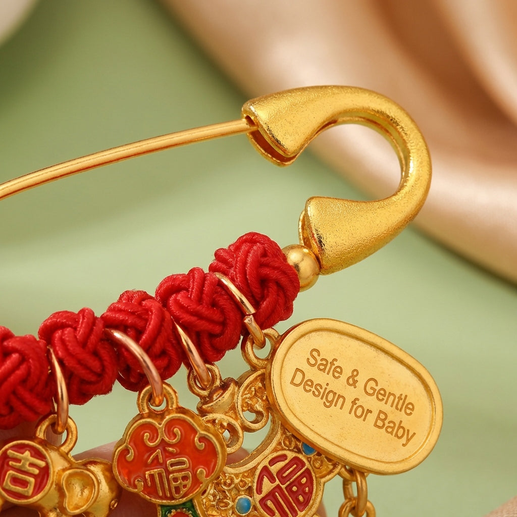 Chinese Feng Shui Blessing Safety Pin | Newborn Protection Amulet