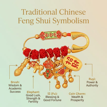 Chinese Feng Shui Blessing Safety Pin | Newborn Protection Amulet