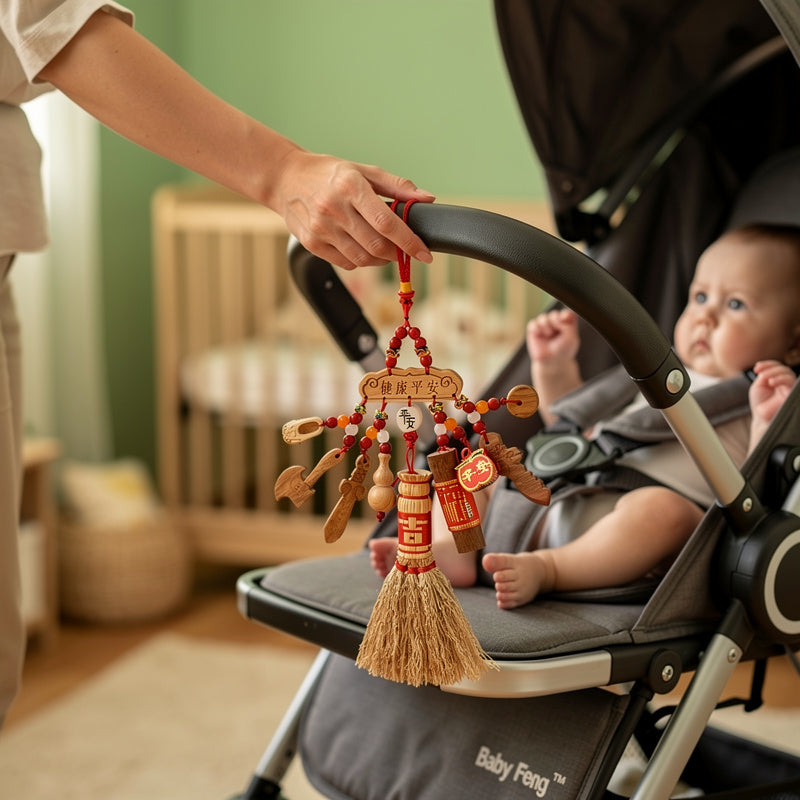 Baby Feng Shui Peach Wood Protection Amulet | Newborn Blessing Gift