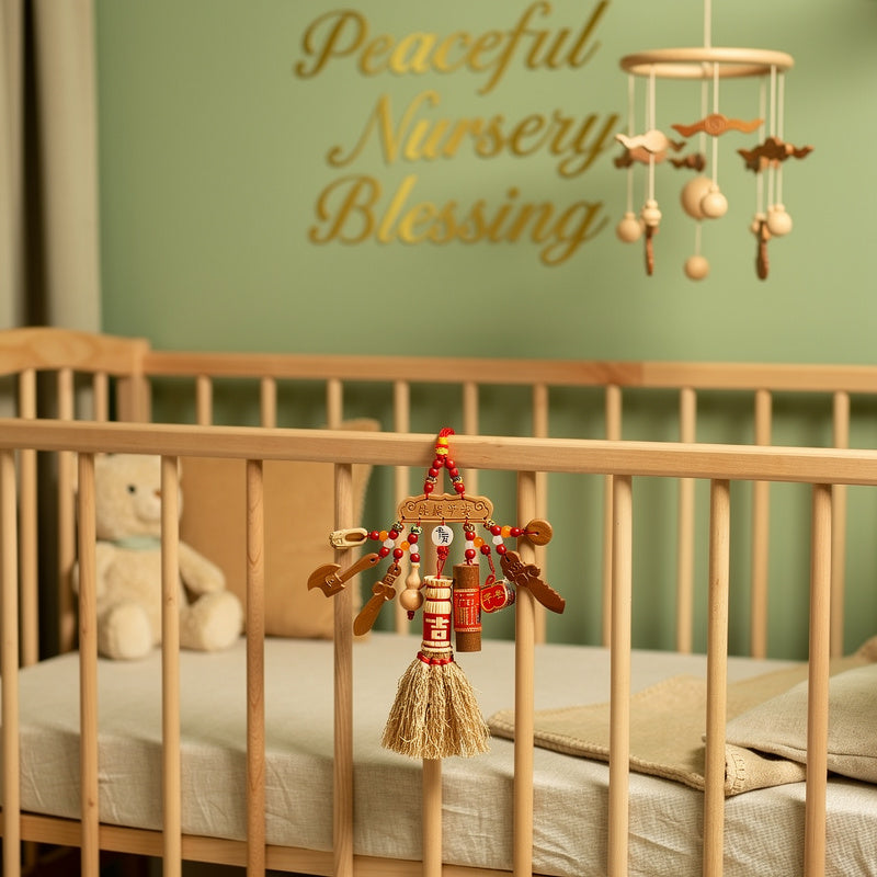 Baby Feng Shui Peach Wood Protection Amulet | Newborn Blessing Gift