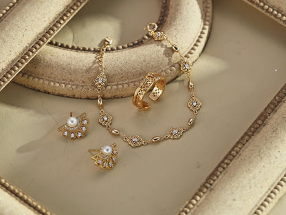 Molten Gold Statement Ring with Crystal Detail