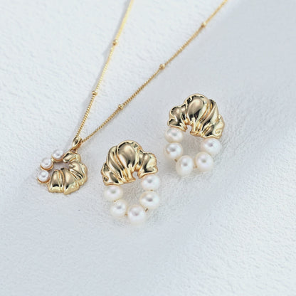 Pearl Shell Hoop Earrings