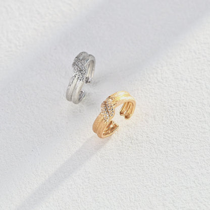 Vintage Brushed Zircon Open Ring