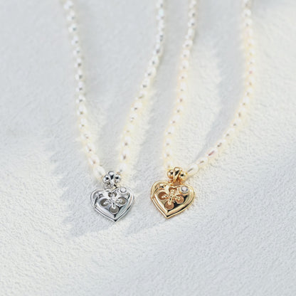 Dainty Heart Pearl Necklace