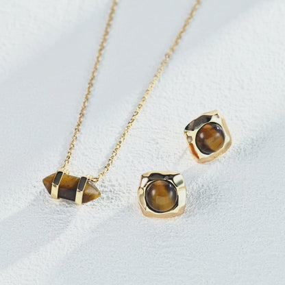 Tiger Eye Jewelry Set Gold