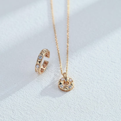 Geometric Zircon Open Ring with Stud Detail