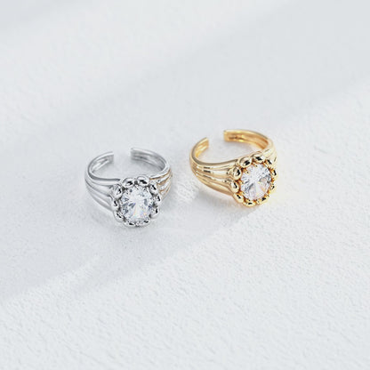 Classic Zircon Open Ring with Double Band
