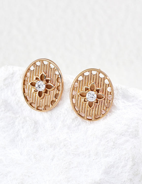 Vintage Textured Gold Stud Earrings