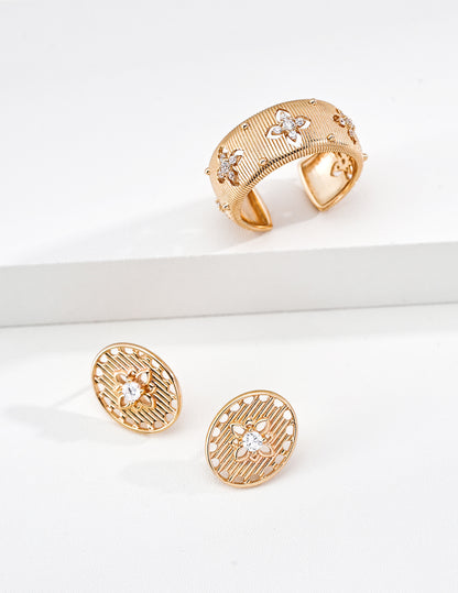 Vintage Textured Gold Stud Earrings