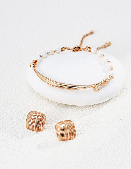 Chunky Ribbed Gold Stud Earrings
