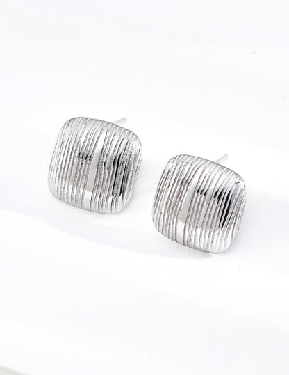Chunky Ribbed Gold Stud Earrings