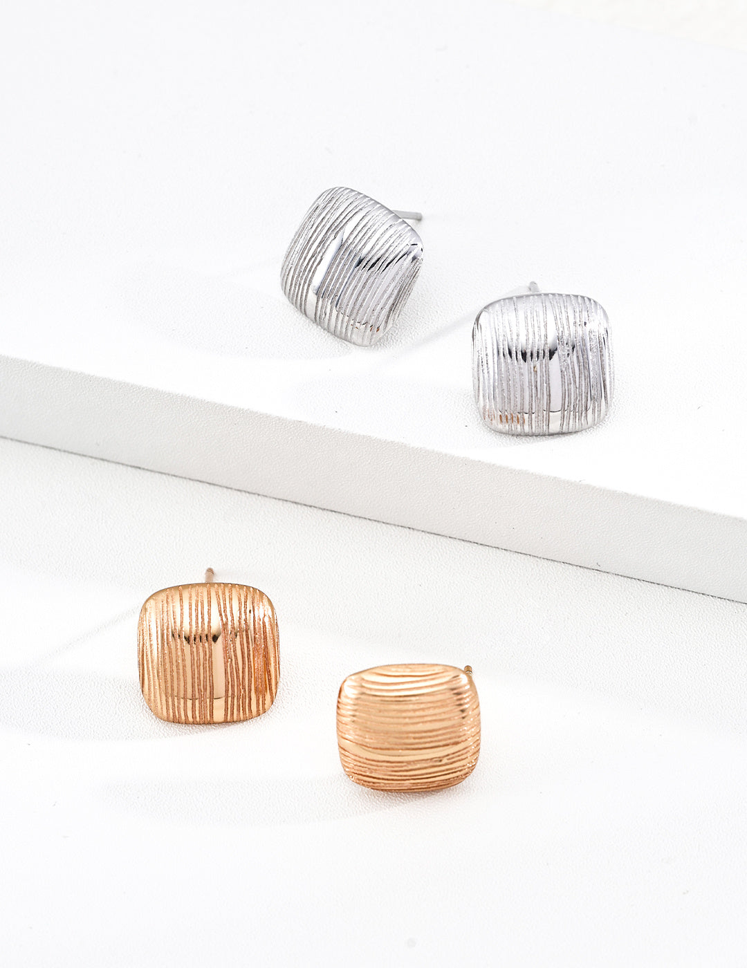 Chunky Ribbed Gold Stud Earrings