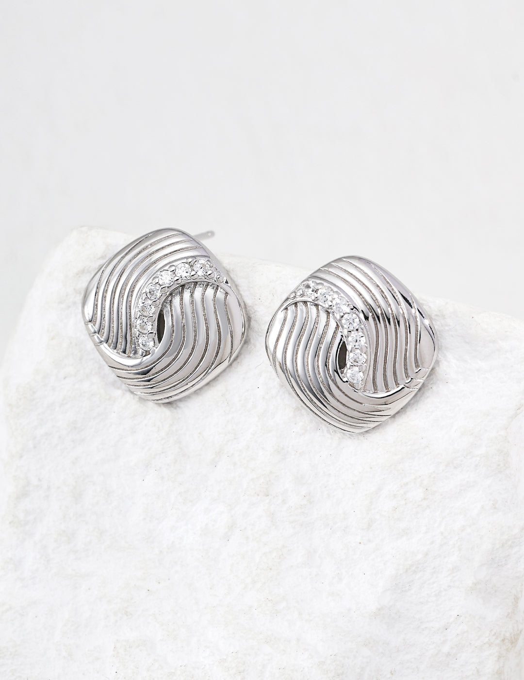 Twisted Gold Crystal Stud Earrings