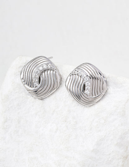 Twisted Gold Crystal Stud Earrings